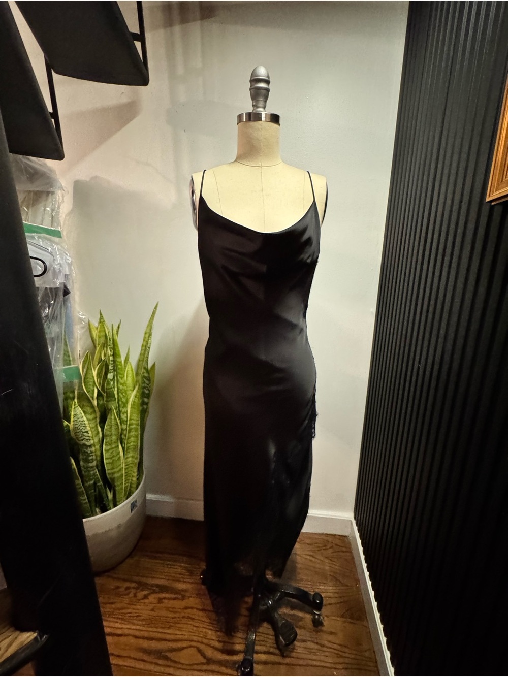 Sleek Black Zara Satin Slip Dress